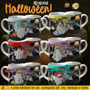 ESTAMPA PRINCESAS HALLOWEEN CANECAS
