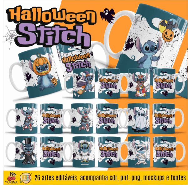 ESTAMPA STITCH HALLOWEEN CANECAS (MELIM YUKINA) - Imagem 3