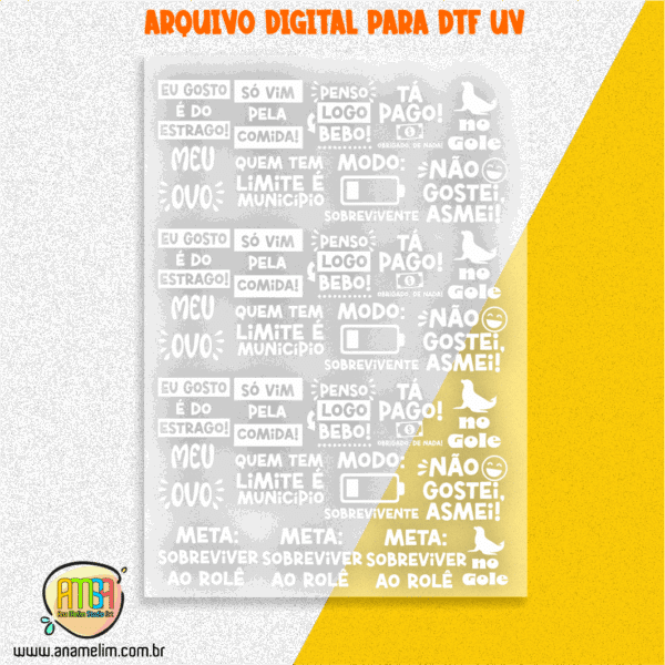 KIT DIGITAL FRASES IRÔNICAS PARA DTF UV - Imagem 2