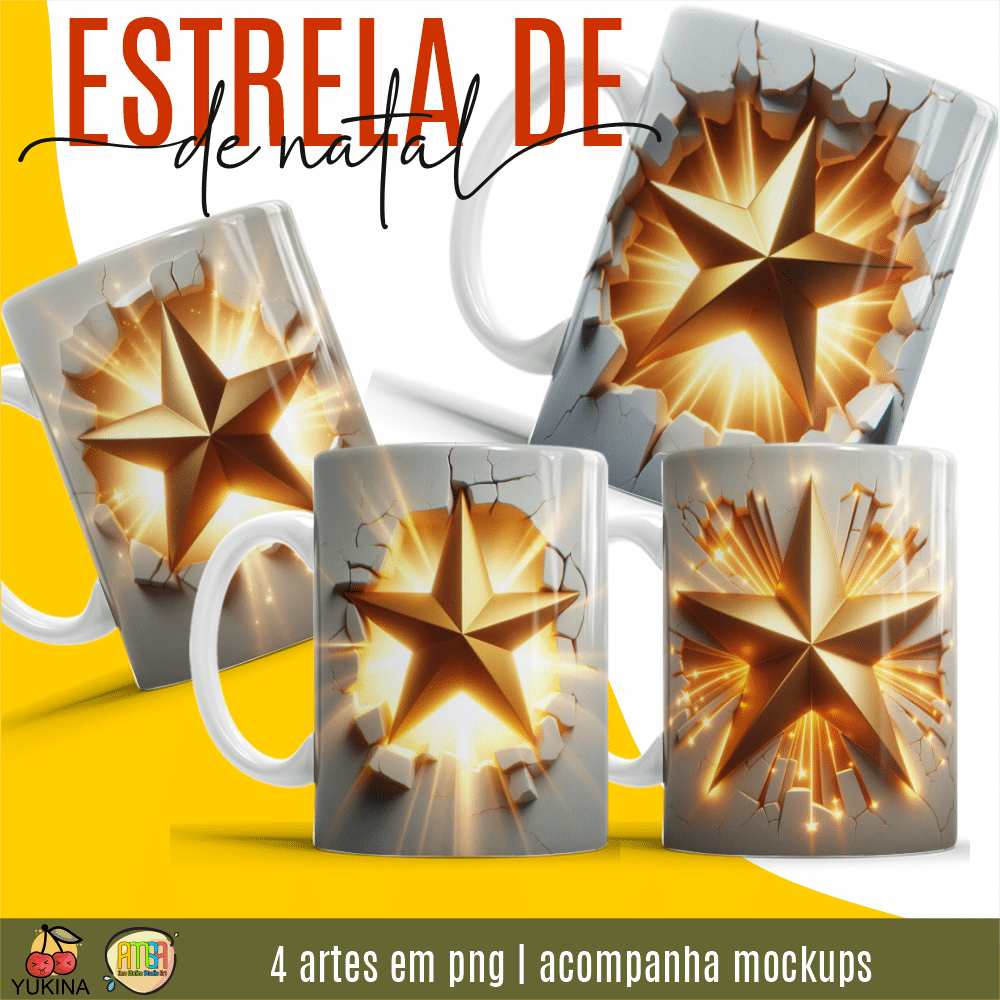ESTAMPAS ESTRELA DE NATAL CANECAS 3D (MELIM YUKINA)