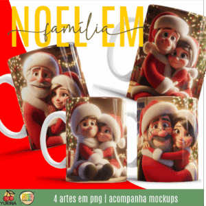 ESTAMPAS NOEL EM FAMÍLIA CANECAS 3D (MELIM YUKINA)