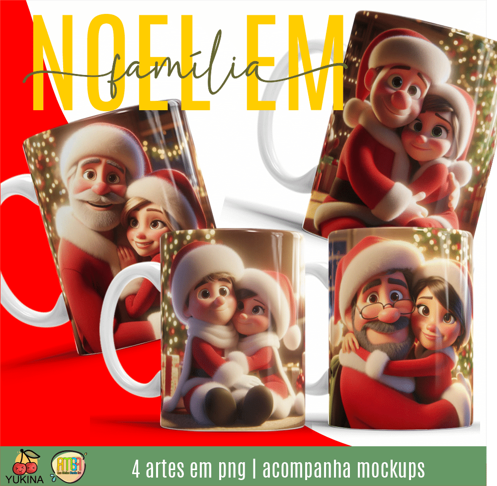 ESTAMPAS NOEL EM FAMÍLIA CANECAS 3D (MELIM YUKINA)