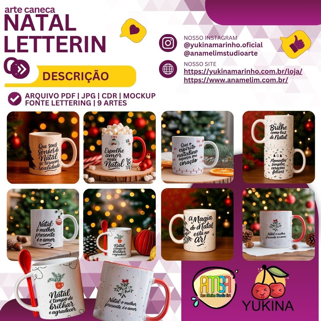 ESTAMPAS NATAL LETTERING CANECAS (MELIM YUKINA) - Imagem 2