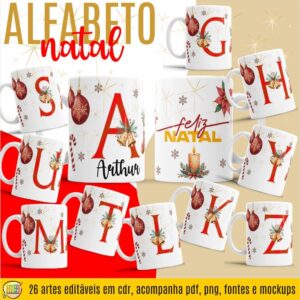 ESTAMPAS ALFABETO NATAL FELIZ CANECAS