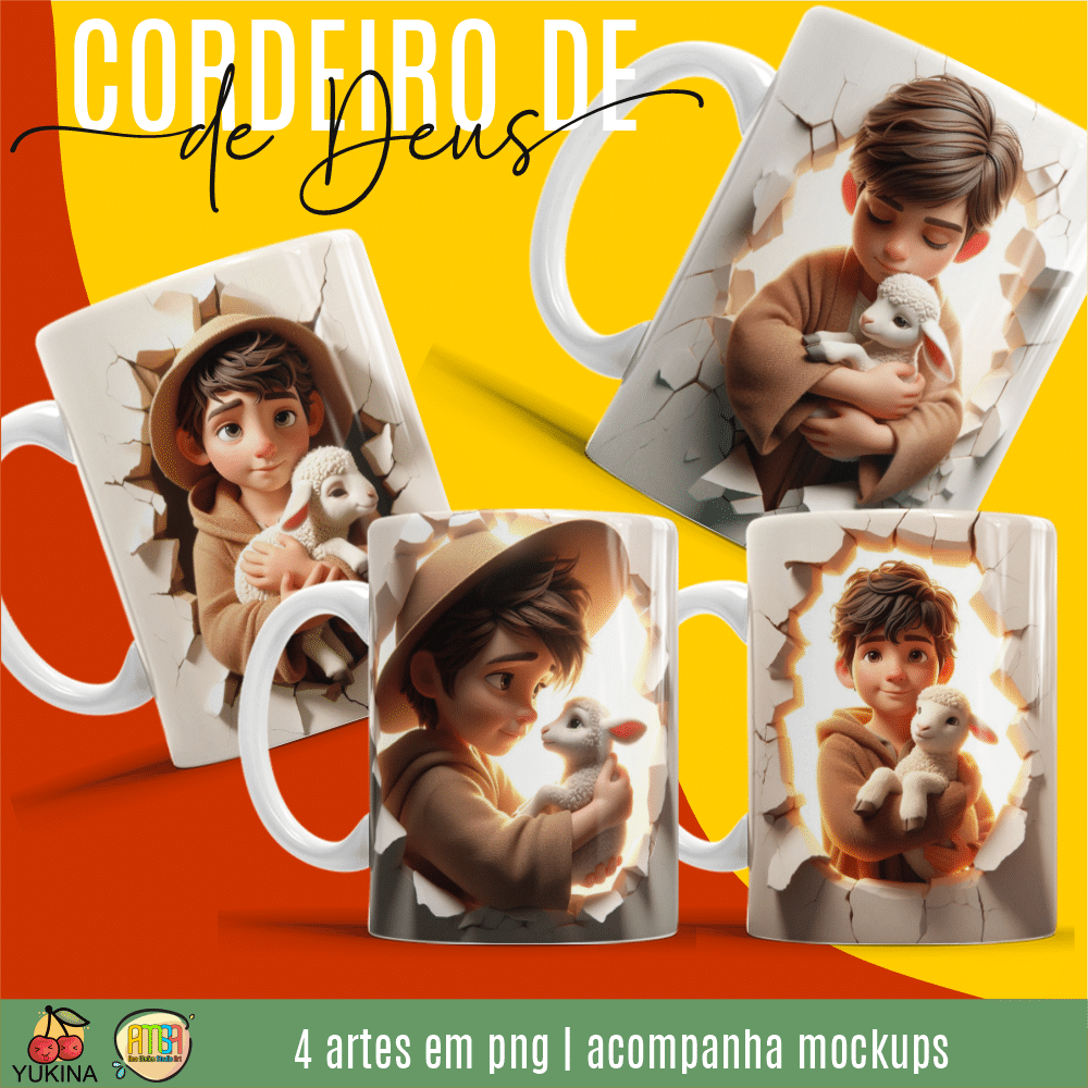 ESTAMPAS CORDEIRO DE DEUS CANECAS 3D (MELIM YUKINA)