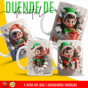 ESTAMPAS DUENDE DE NATAL CANECAS 3D (MELIM YUKINA)