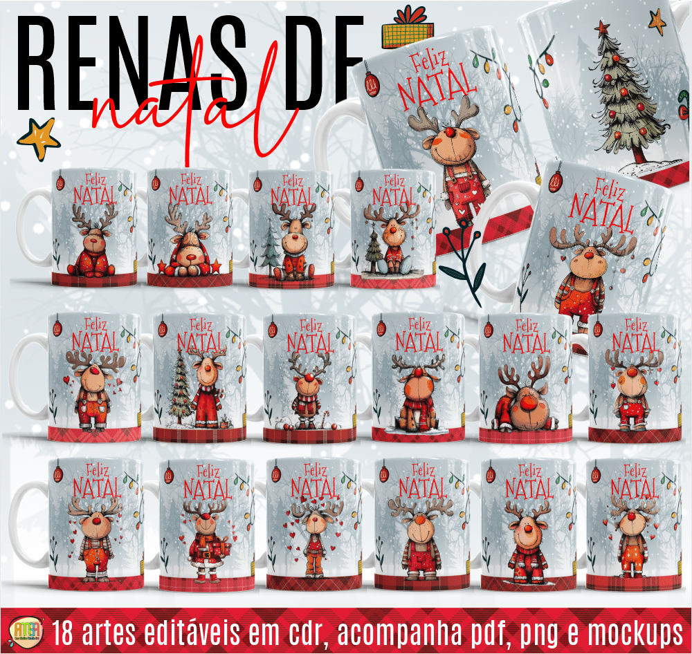 ESTAMPAS RENAS DE NATAL CANECA