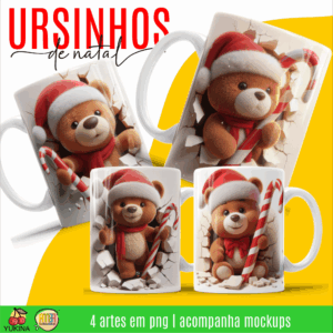 ESTAMPAS URSINHOS DE NATAL CANECAS 3D (MELIM YUKINA)