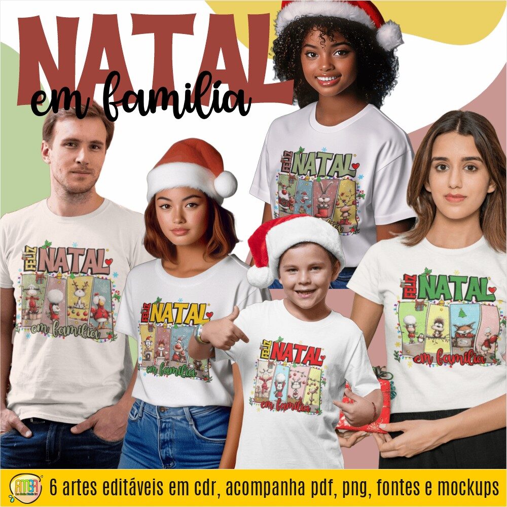 ESTAMPAS NATAL EM FAMÍLIA CAMISAS